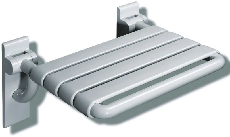 HEWI Klappsitz m.Gabelgelenk Ser 801, B:478 mm, H:259 mm, T:428 mm reinweiß