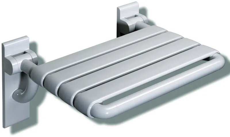 HEWI Klappsitz m.Gabelgelenk Ser 801, B:478 mm, H:259 mm, T:428 mm rubinrot