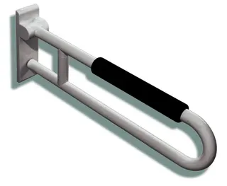 HEWI Stützklappgriff drehb. Ser 801, L:850mm, mit Armpolster reinweiß