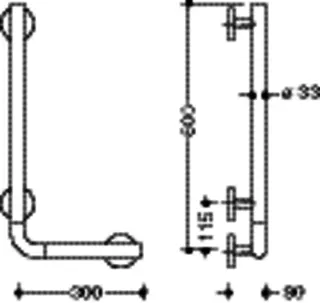 HEWI Winkelgriff, AM:600mm, W:300mm, unifarben signalweiß – Bild 5