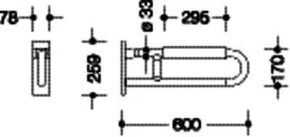 HEWI Stützklappgriff Ser 801, L:600mm, mit Armpolster anthrazitgrau – Bild 5