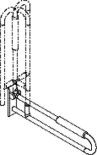 HEWI Stützklappgriff drehb. Ser 801, L:850mm, mit Armpolster felsgrau – Bild 3