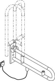 HEWI Stützklappgriff drehb. Ser 801, WC-Spülung, L:700mm lichtgrau – Bild 4