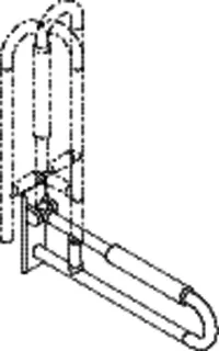HEWI Stützklappgriff drehb. Ser 801, L:700mm, mit Armpolster rubinrot – Bild 3