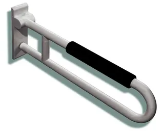 HEWI Stützklappgriff drehb. Ser 801, L:700mm, mit Armpolster tiefschwarz
