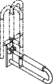 HEWI Stützklappgriff drehb. Ser 801, L:600mm, mit Armpolster tiefschwarz – Bild 3