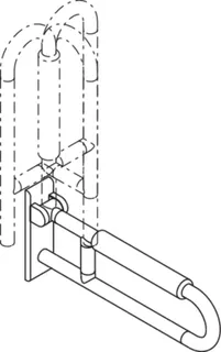 HEWI Stützklappgriff drehb. Ser 801, L:600mm, mit Armpolster tiefschwarz – Bild 4
