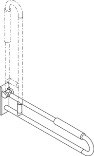 HEWI Stützklappgriff Ser 801, L:900mm, mit Armpolster stahlblau – Bild 4
