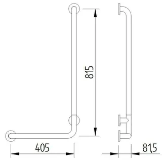 LEH Wandstützgriff 90 Funktion Edelst. 32/405x815 li. fingergrip pol. mit Ros. – Bild 3