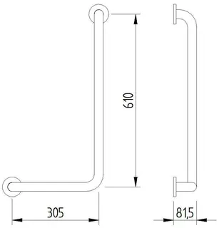 LEH Winkelgriff 90 Funktion 32/305x610 re. Edelst. fingergrip pol. mit Rosetten – Bild 3