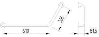 LEH Winkelgriff 120 Funktion 32/610x305 li. Edelst. fingergrip pol. mit Rosetten – Bild 2