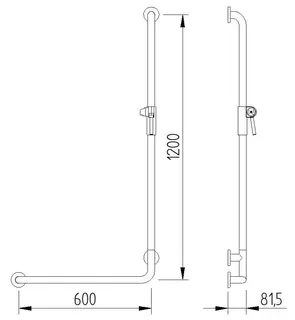 LEH Duschhandl. 90 Funktion 32/600x1200 re. Edelstahl glatt pol. m. Brausehalter – Bild 2