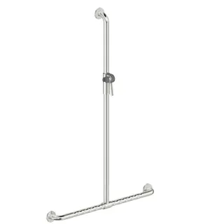 LEH T-Duschhandlauf Funktion 32/800x1200 Edelstahl glatt poliert mit Brausehalter