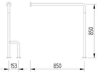 LEH Boden-Wand-Stützgr. Funktion Edelst. 32/850x850 li. fingergrip pol. m. Ros. – Bild 2