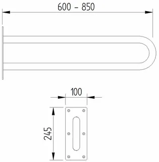 LEH Stützgriff Funktion 32/700x100x245 Edelstahl glatt poliert – Bild 2