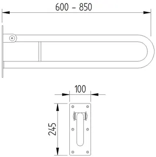 LEH Klappgriff Funktion 32/700x100x245 Edelstahl glatt poliert – Bild 2