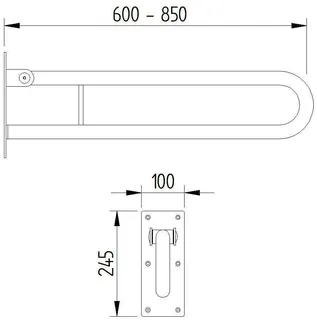 LEH Klappgriff Funktion 32/600x100x245 Edelstahl fingergrip poliert – Bild 3