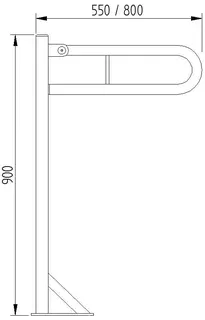 LEH Klappgriff-Bodenmontage Funktion 32/800x140x900 Edelst. fingergrip pol. – Bild 2