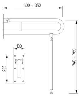 LEH Klappgriff m. Bodenstütze Funktion 32/700x100x750 Edelstahl glatt poliert – Bild 2