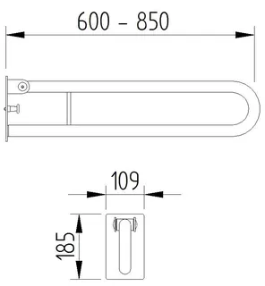 LEH Klappgriff f. Montageplatte Funktion 32/700x109x185 Edelstahl fingergrip pol. – Bild 2