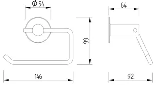 LEH WC-Papierrollenhalter Funktion ohne Blattstop 63x135x94 Edelst. glatt – Bild 2