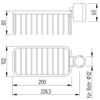 LEH Duschkorb Klemmbefestigung Funktion 244x102x110 Edelstahl glatt poliert – Bild 3