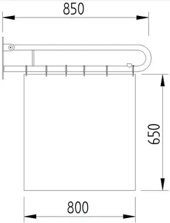 LEH Duschspritzschutz Funktion Edelst. 32/850x100x245 mit Vorhang glatt pol. – Bild 2