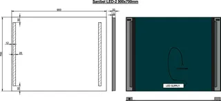 sanibel Leuchtspiegel LED-2 A18 unsichtbare Befestigung 900x700mm – Bild 2