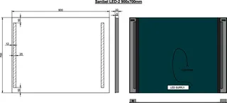 sanibel Leuchtspiegel LED-2 A18 mit Lichtwechsler/Armaturenbel. 900x700mm – Bild 2