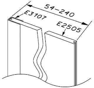 sanibel 1001-Passstück Breite 54-240mm Höhe ab 1201mm Sonderanf. Z1352 silber