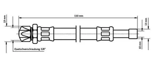 sanibel-Flex.-Schlauch Edelstahlumf. DN8 TW 3/8" Quetsch x 10mm Rohrst 150mm lang – Bild 3