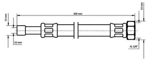 sanibel-Flex.-Schlauch Edelstahlumf. DN8 TW 10mm Rohrstutzen x 3/8"IG 300 mm lang – Bild 3