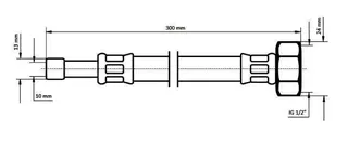 sanibel-Flex.-Schlauch Edelstahlumf. DN8 TW 10mm Rohrstutzen x 1/2"IG 300 mm lang – Bild 3