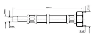 sanibel-Flex.-Schlauch Edelstahlumf. DN8 TW 10mm Rohrstutzen x 1/2"IG 500 mm lang – Bild 3