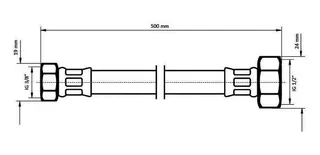 sanibel-Flex.-Schlauch Edelstahlumf. DN8 TW 1/2"IG x 3/8"IG 500 mm lang – Bild 3