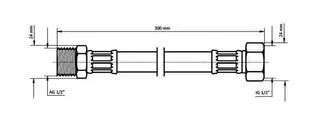 sanibel-Flex.-Schlauch Edelstahlumf. DN8 TW 1/2"IG x 1/2"AG 300 mm lang – Bild 3