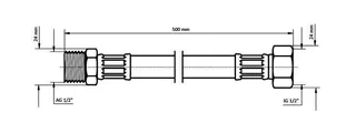 sanibel-Flex.-Schlauch Edelstahlumf. DN8 TW 1/2"IG x 1/2"AG 500 mm lang – Bild 3