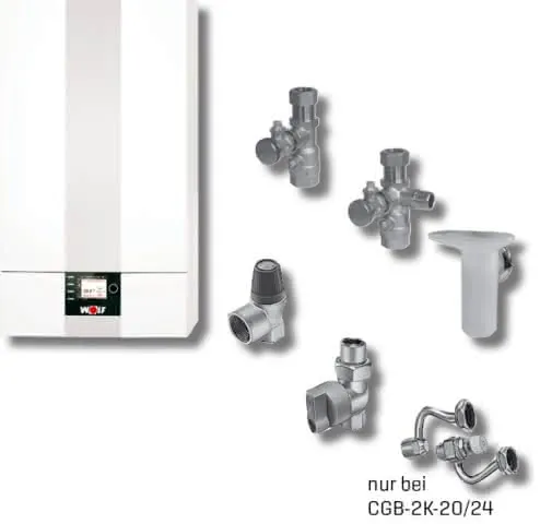 Wolf Paket Brennwerttherme CGB-2K-24 Regelung BM-2, Aufputz