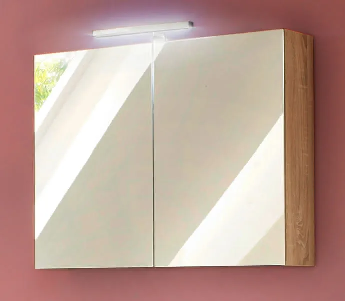 sanibel-Spiegelschrank 1.0 GO A18 LED 800x600x160mm Melamin Eiche Sand