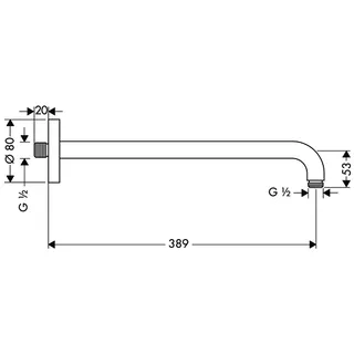 sanibel 5001-Wand-Brausearm A18 rund DN15 (1/2") 389mm lang Messing verchromt – Bild 2