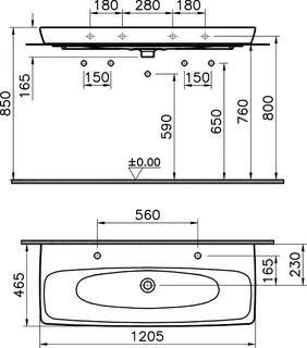 sanibel 4001-Doppelwaschtisch 1205x465mm A18 unterbaufähig weiß – Bild 2