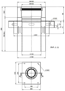 comfort-Zwischenkonsole m. Zuluftöffnung DN110/160 Edelstahl blank Nr. 703753CBS – Bild 2