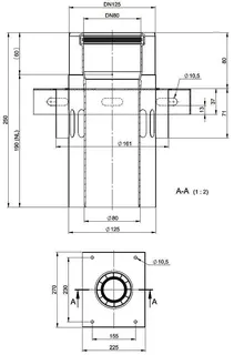comfort-Zwischenkonsole m. Zuluftöffnung DN80/125 Edelstahl blank Nr. 701753CBS – Bild 2