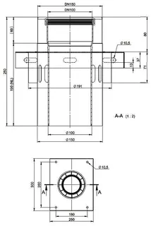 comfort-Zwischenkonsole m. Zuluftöffnung DN100/150 Edelstahl blank Nr. 702753CBS – Bild 2
