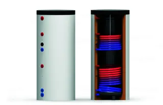 comfort-Standspeicher Typ TS-SS 300 mit 2 WT, 1" IG, Isol.u.Folienmantel weiß