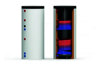 comfort-Standspeicher Typ TS-SS 500 mit 2 WT, Isolierung und Folienmantel silber