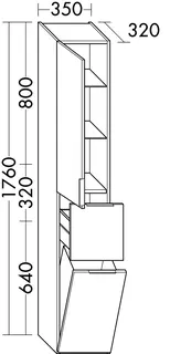 sanibel-Hochschrank 2.0 FLEX HSKV035L links 350x1760mm Weiß Matt – Bild 2