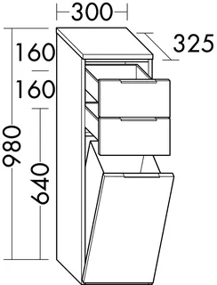 sanibel-Mittelschrank 2.0 FLEX UHIK030 300x980mm Weiß Glänzend – Bild 2