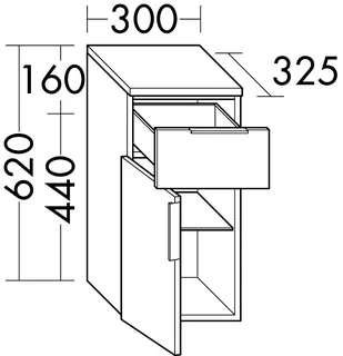 sanibel-Unterschrank 2.0 FLEX USJW030L links 300x620mm Weiß Matt – Bild 2