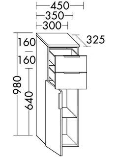 sanibel-Mittelschrank 2.0 FLEX UHIG045L links 450x980mm Marone Trüffel – Bild 3